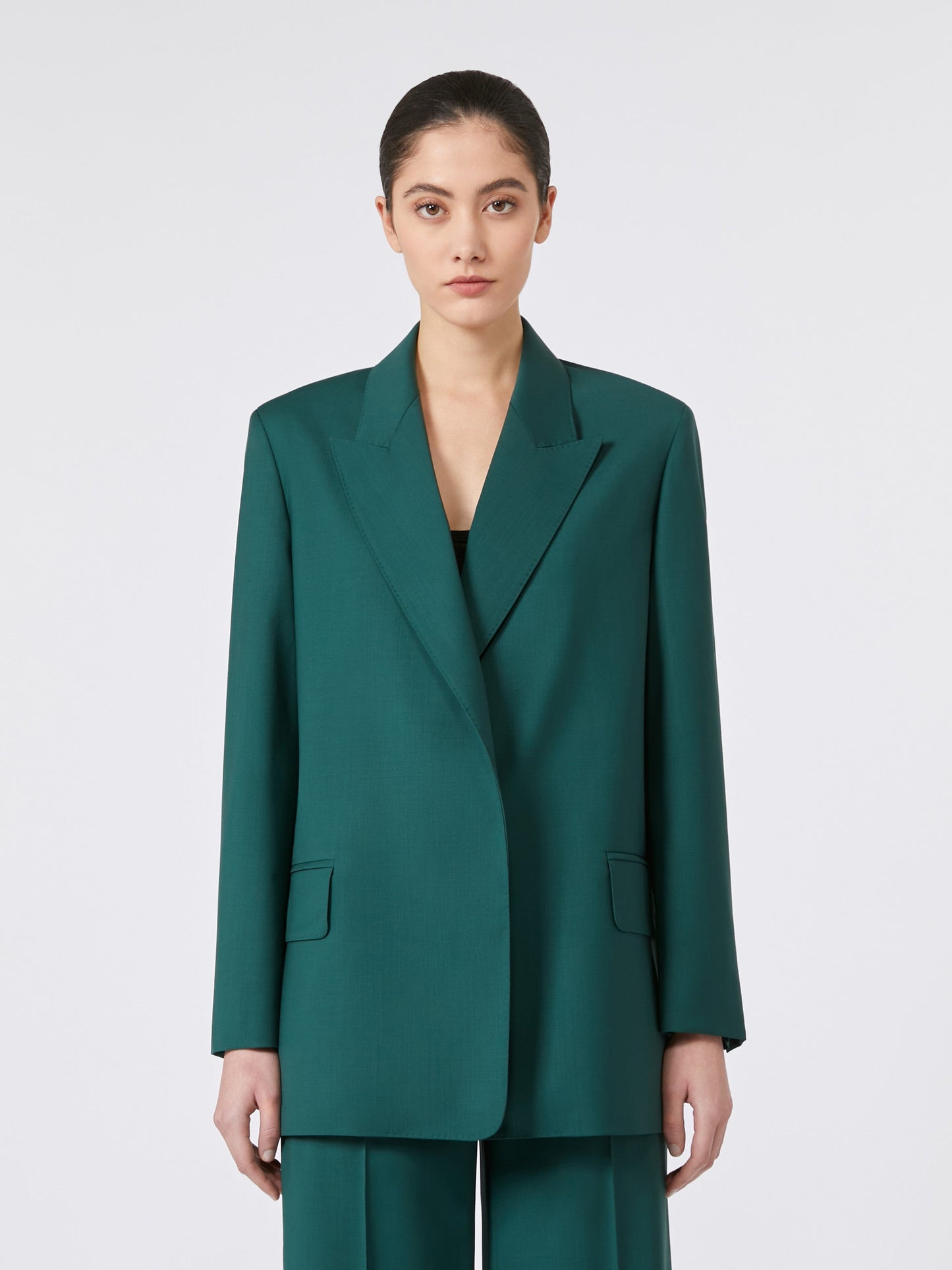 Belted woollen cloth blazer