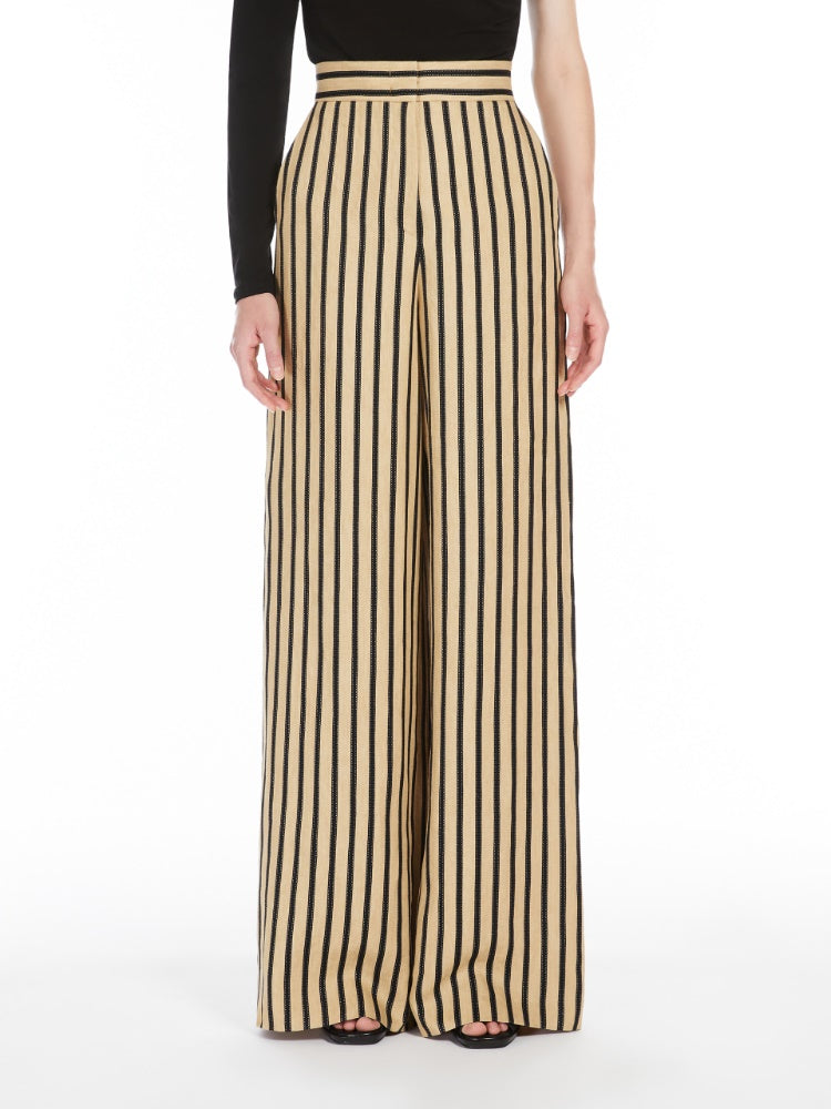 Striped linen and cotton trousers