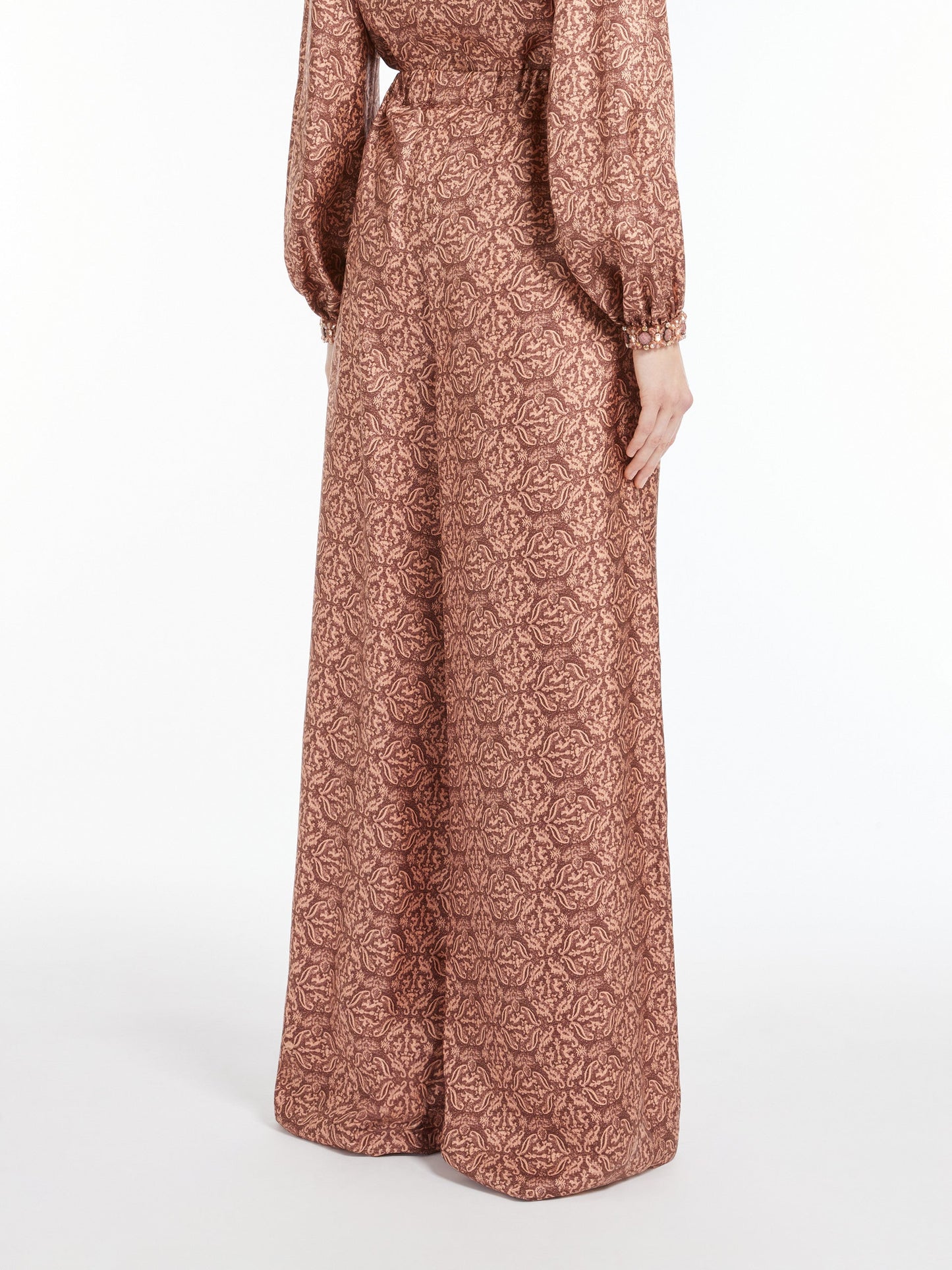 Printed silk twill trousers