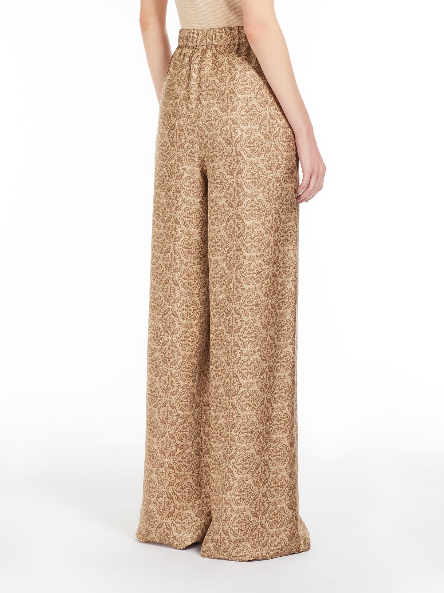 Printed silk twill trousers