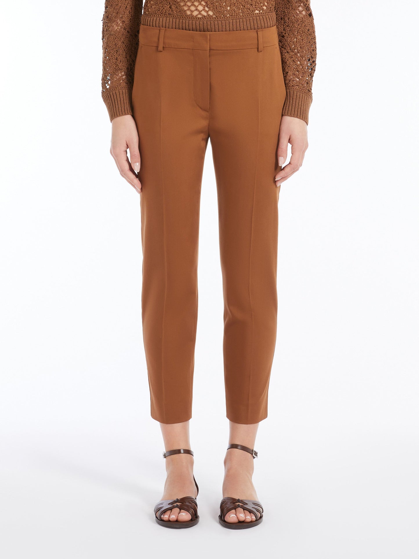 Stretch satin cropped trousers
