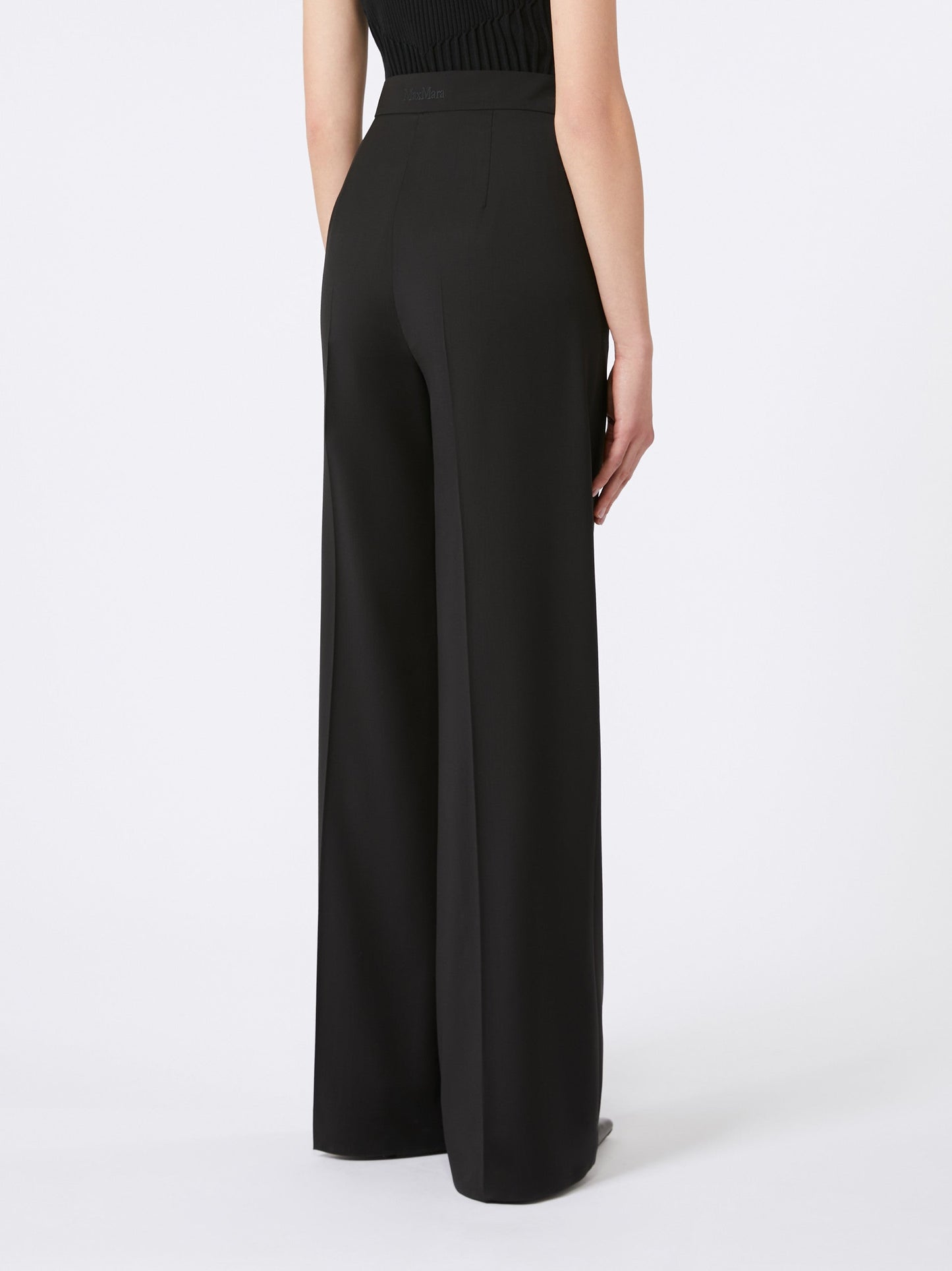 Straight-fit light wool trousers