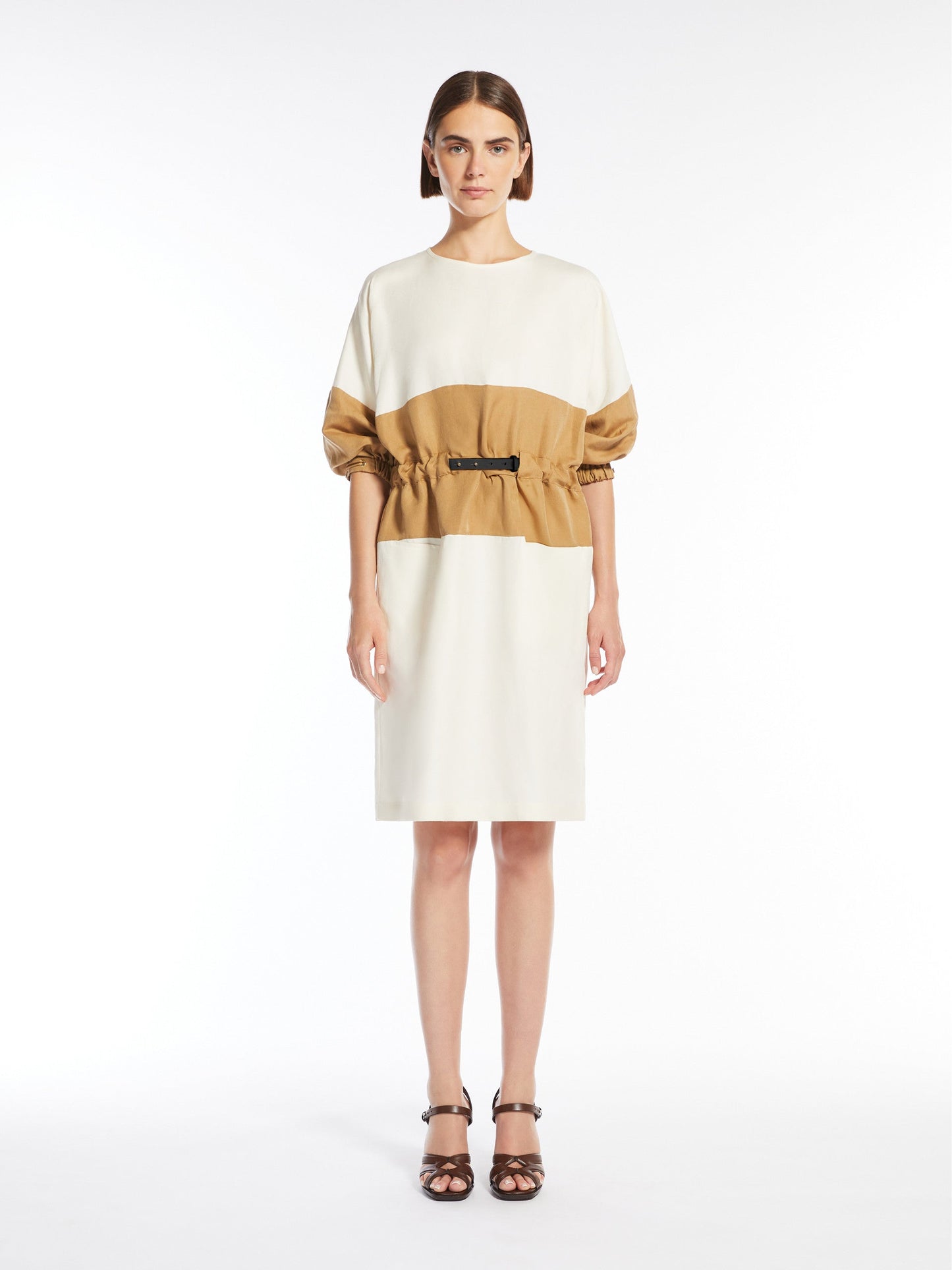 Silk and linen T-shirt dress
