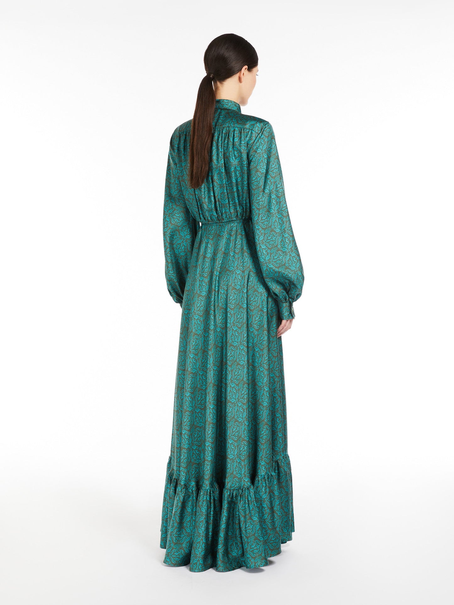 Long printed silk dress