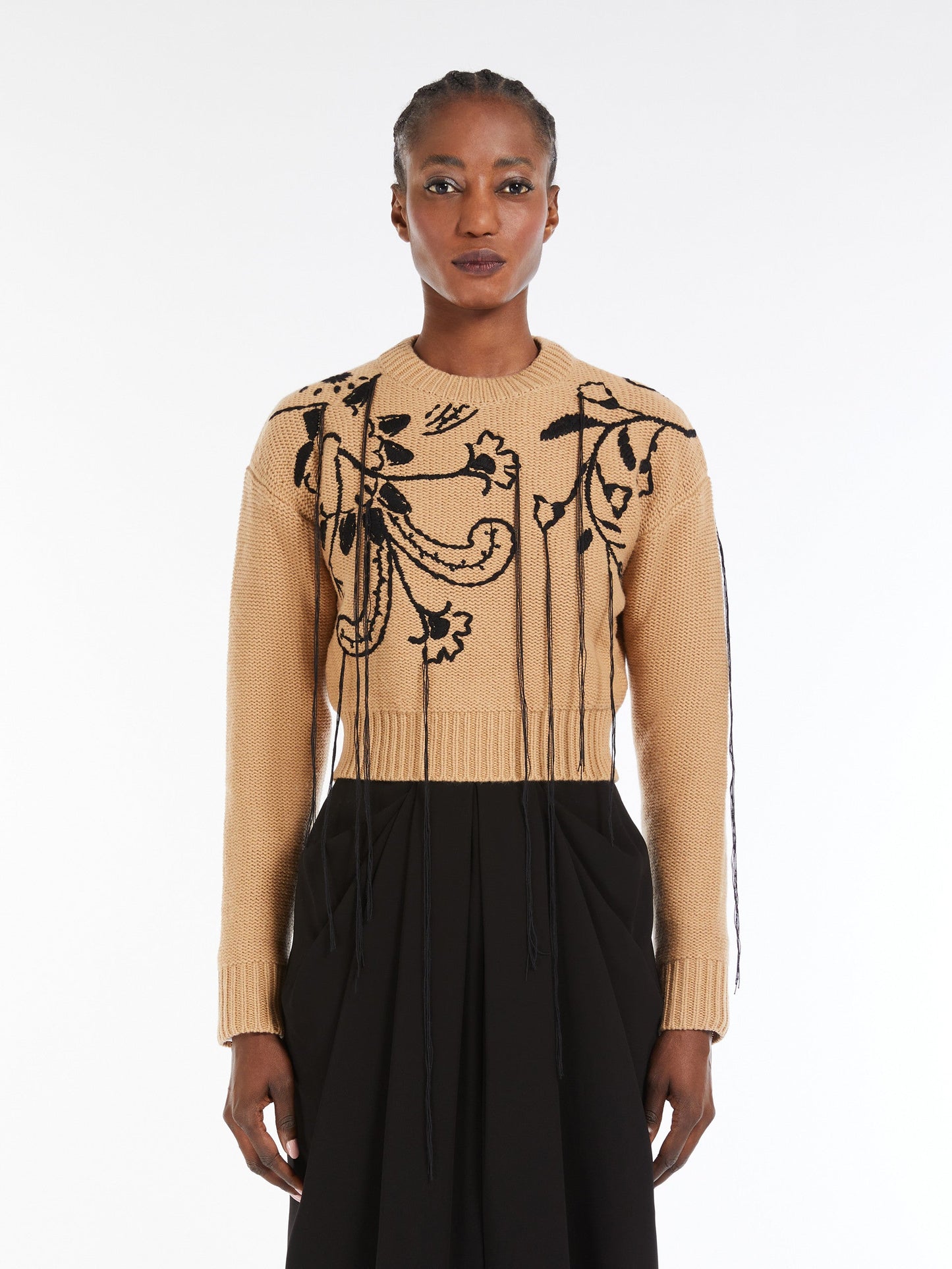 Short wool and cashmere jumper