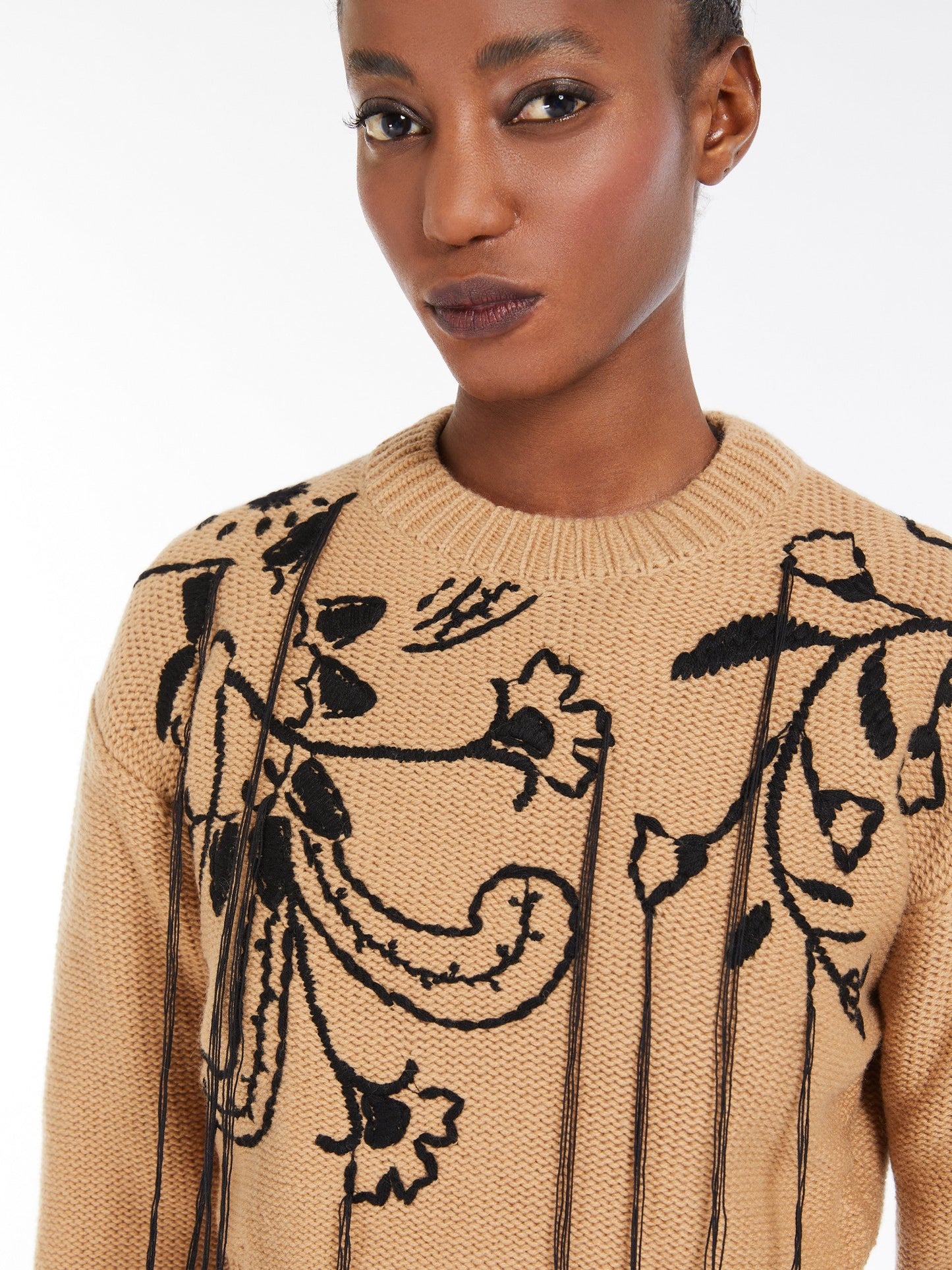 Short wool and cashmere jumper