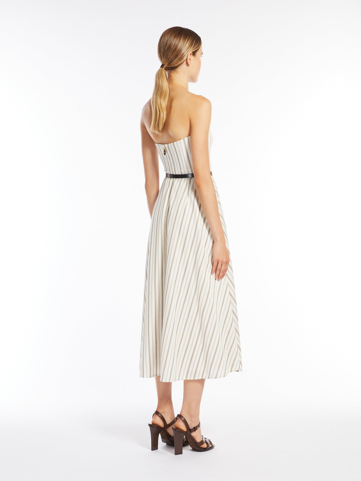 Striped cotton and linen bustier dress