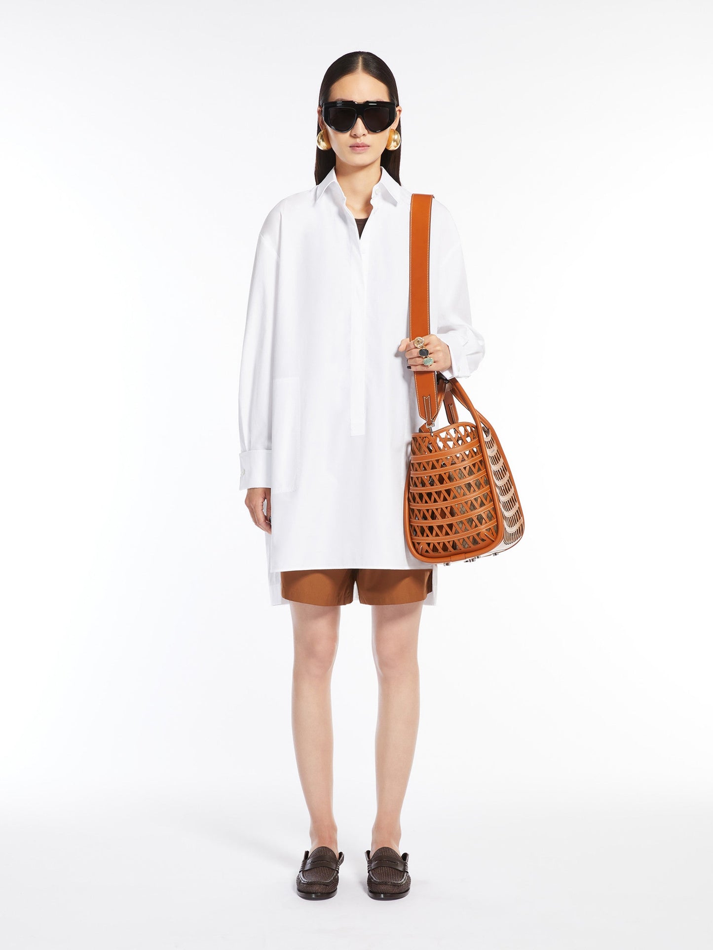 Woven leather small Marine bag