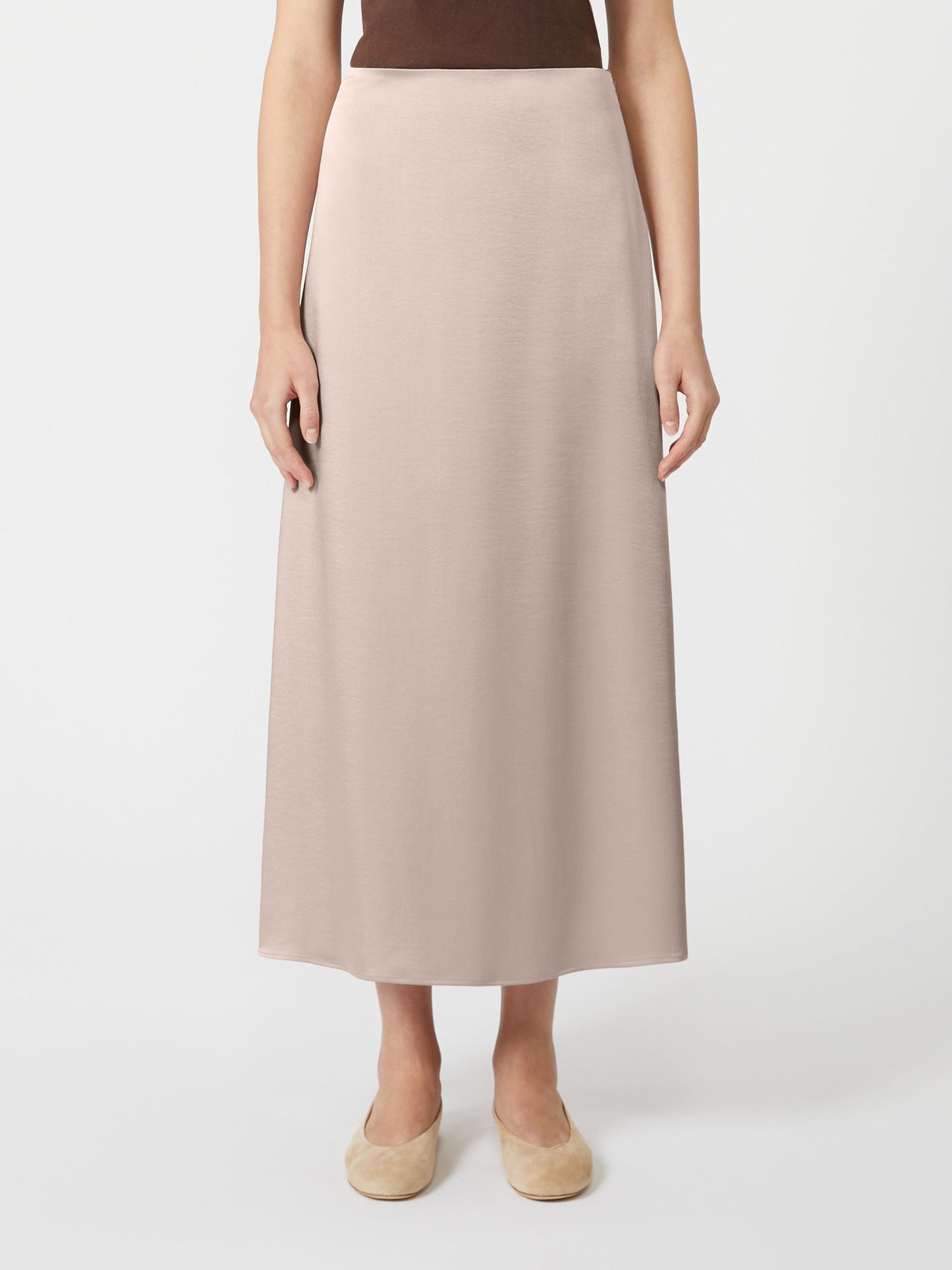 Satin calf-length skirt
