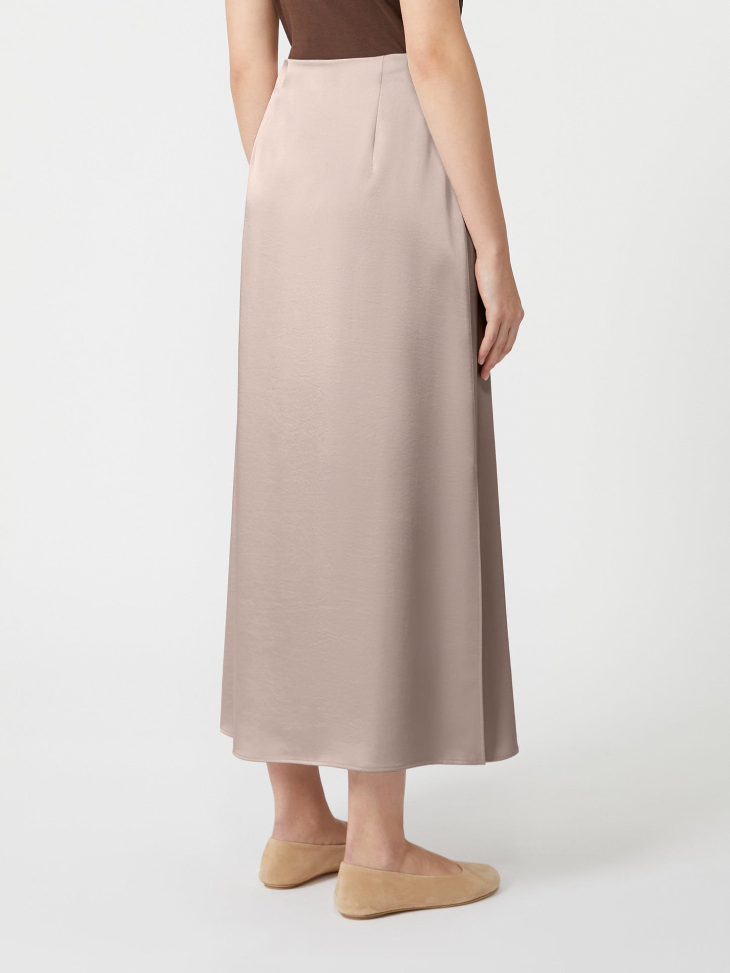 Satin calf-length skirt
