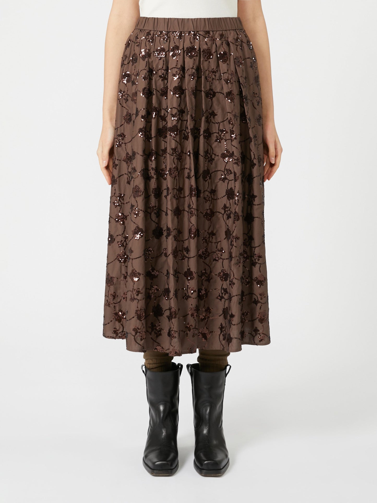 Sequinned cotton skirt