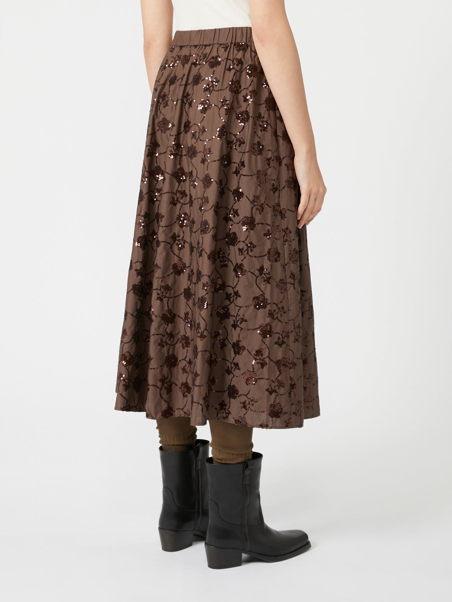Sequinned cotton skirt