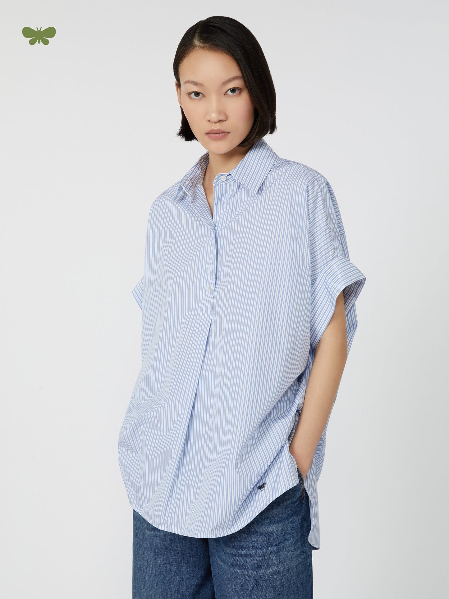 Straight-fit cotton poplin shirt