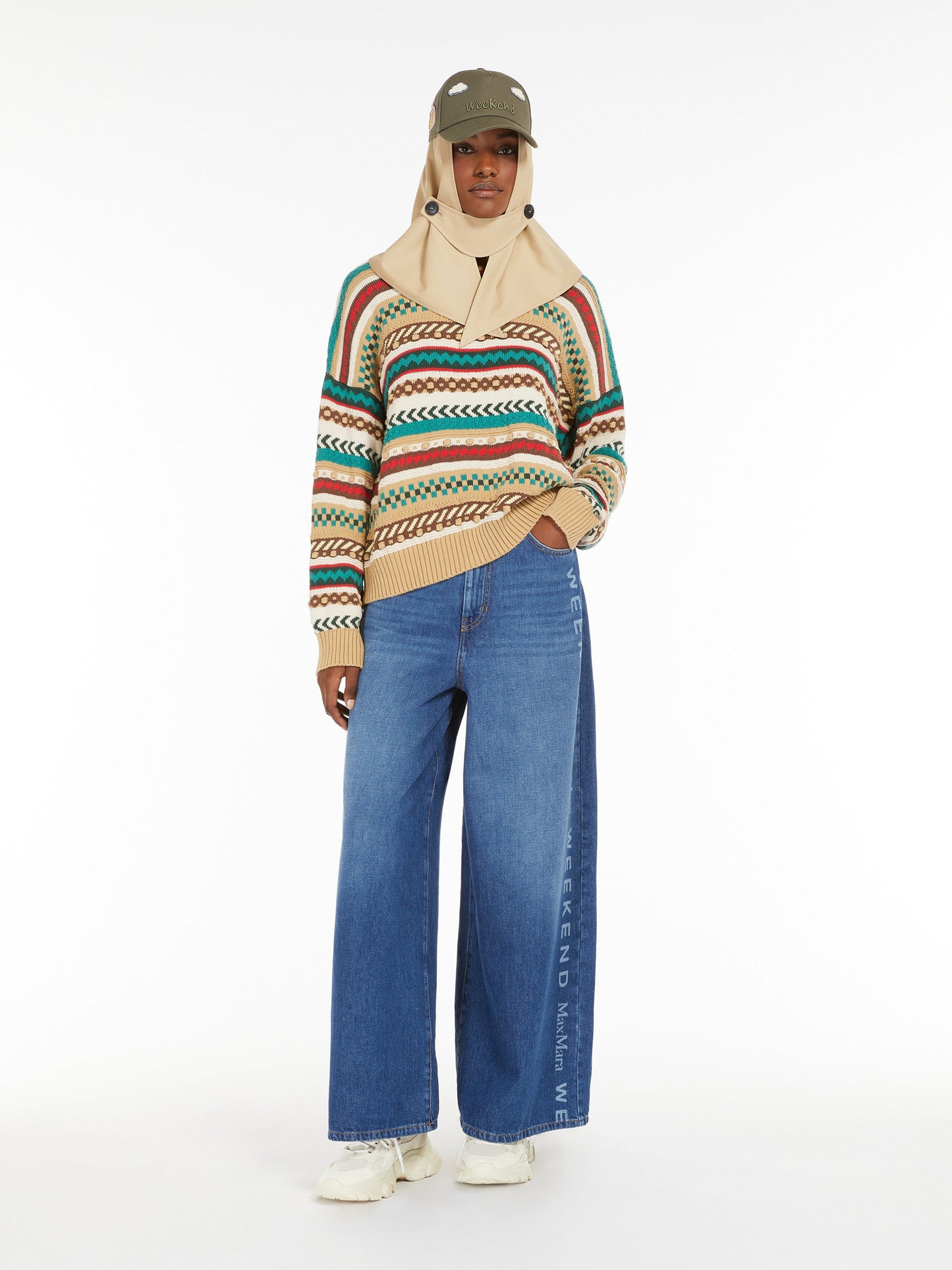 Jacquard-patterned cotton sweater