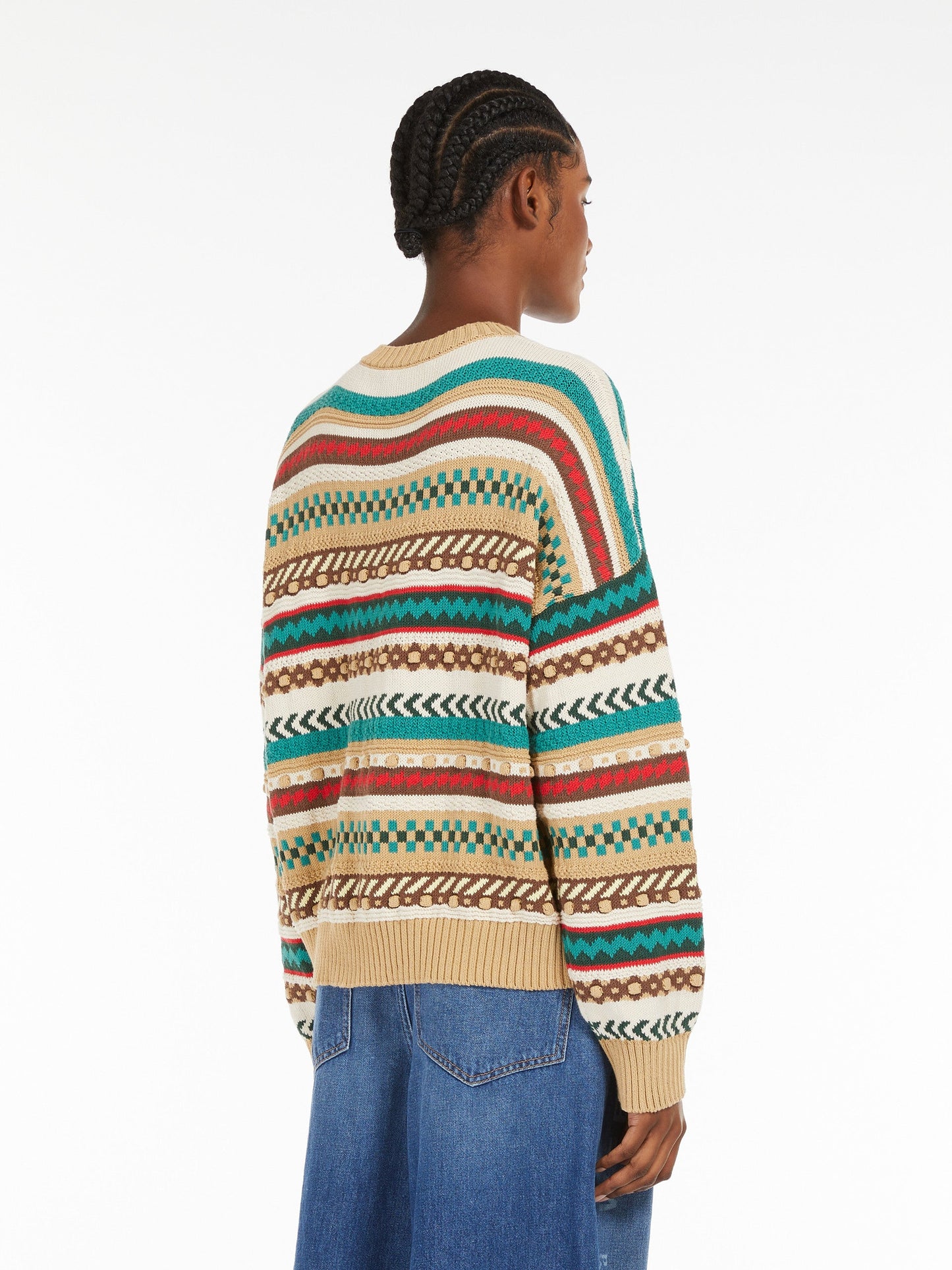 Jacquard-patterned cotton sweater