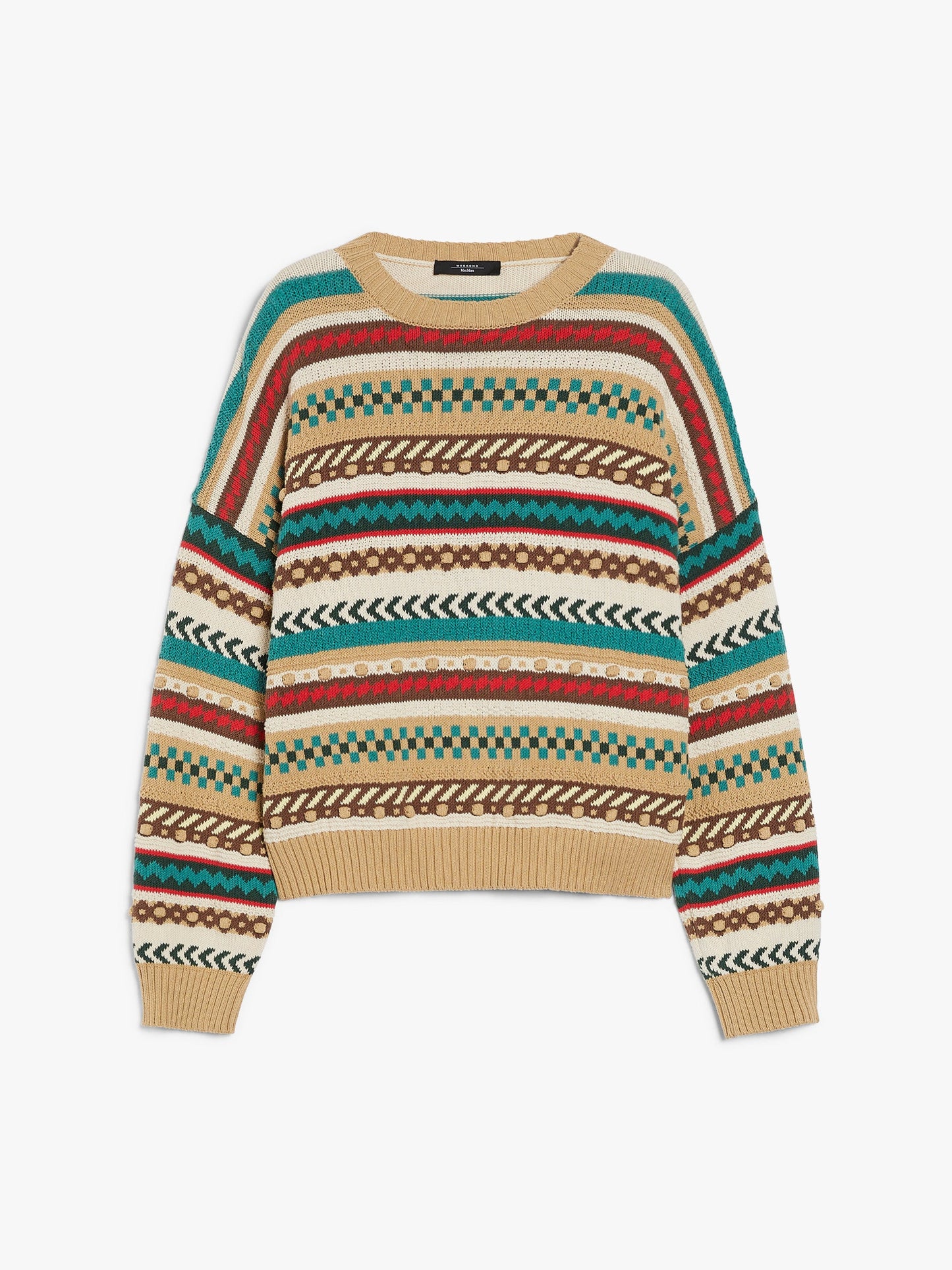 Jacquard-patterned cotton sweater