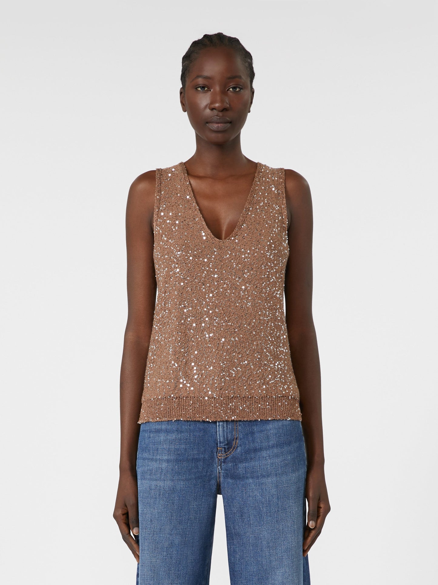 Sequinned knitted top