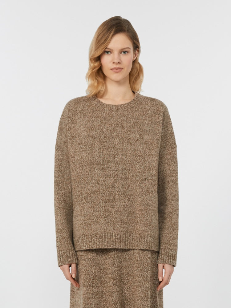 Crew-neck cotton and wool knit jumper
