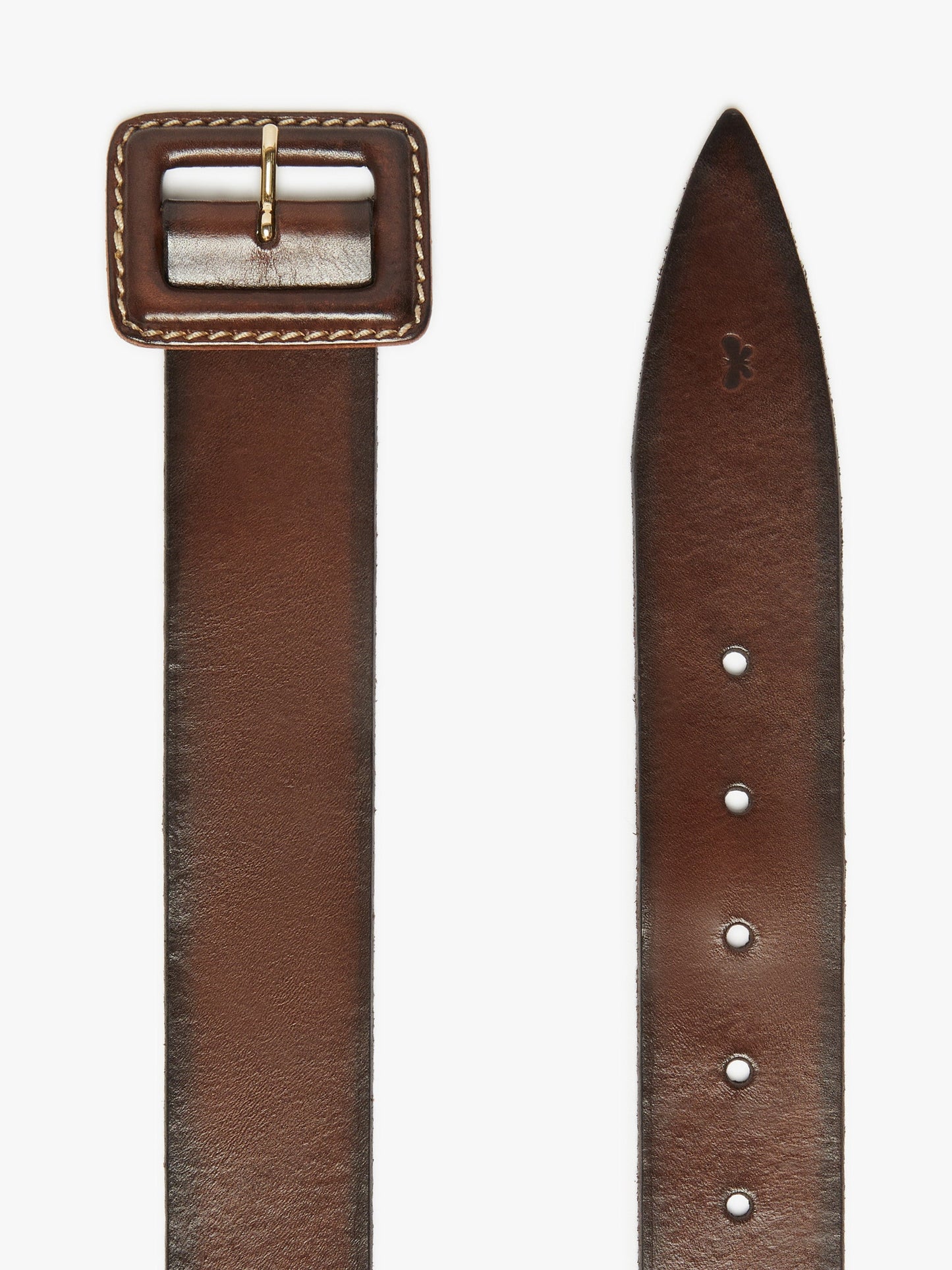 Leather belt with covered buckle