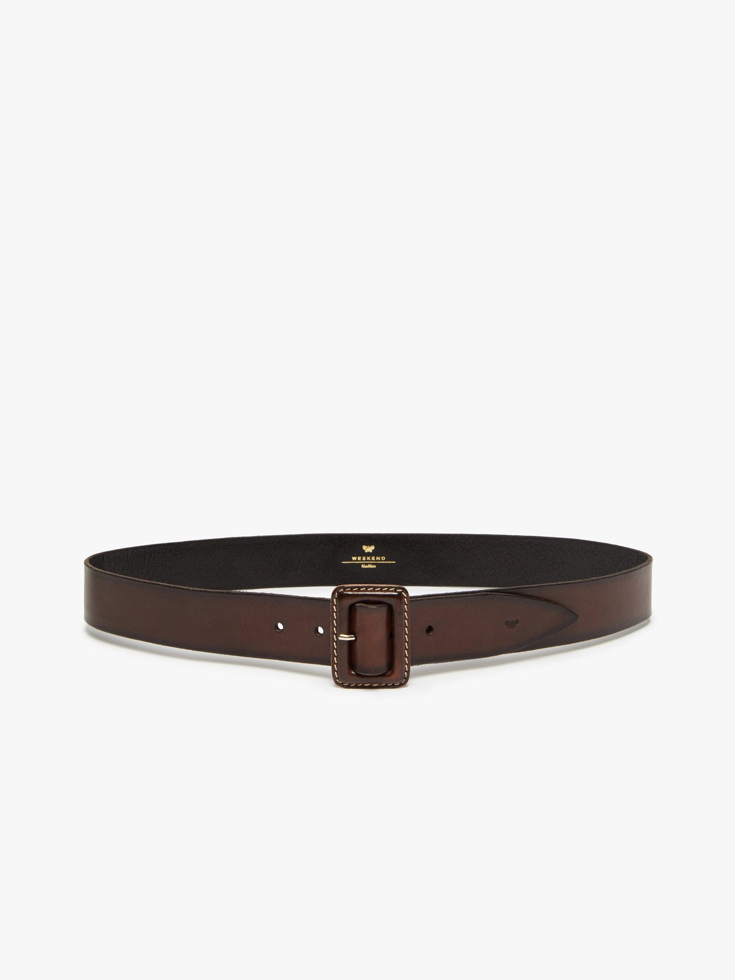 Leather belt with covered buckle