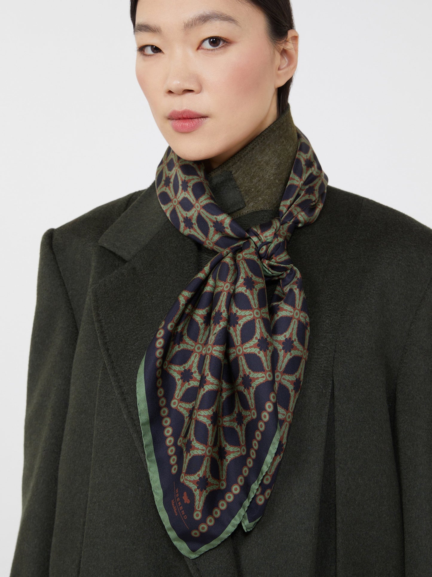 Printed silk twill scarf