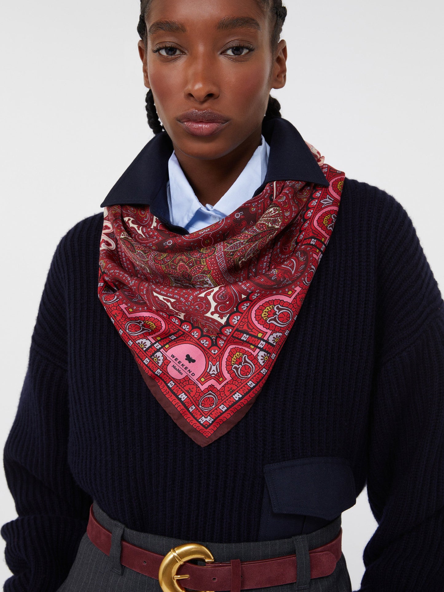 Printed silk twill scarf