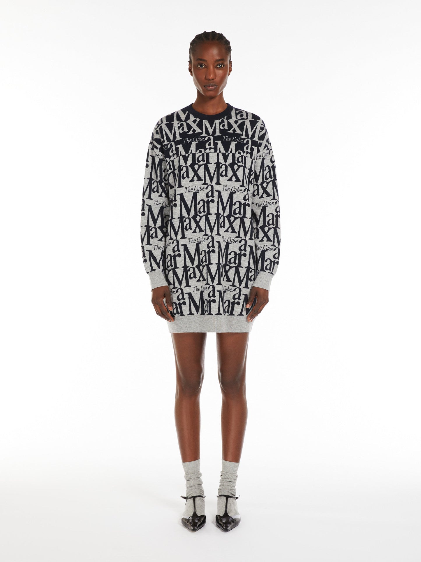 Jacquard-knit wool and cashmere dress