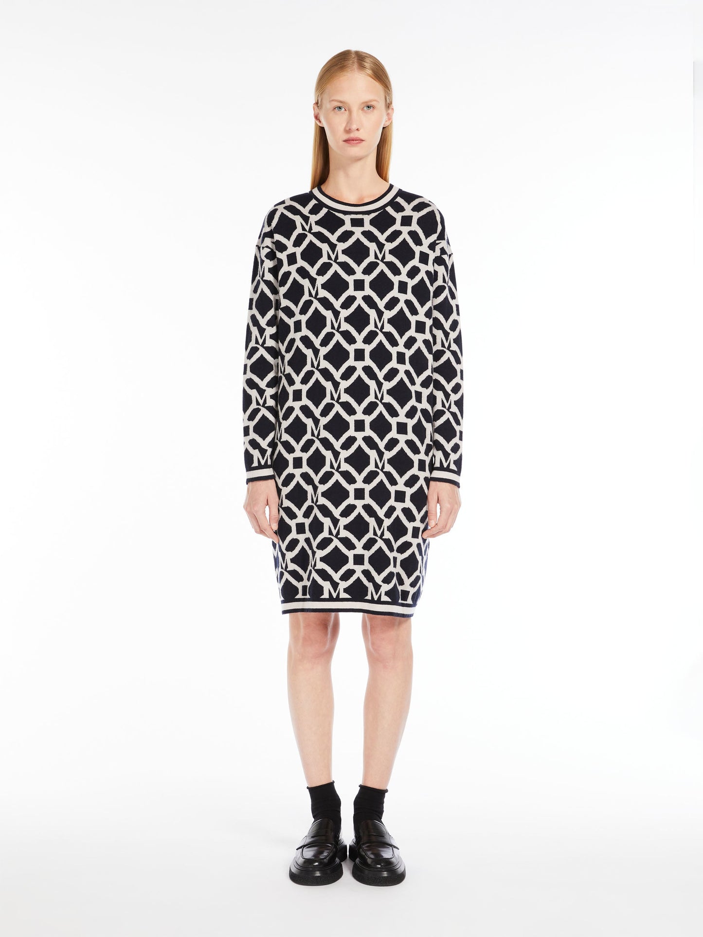 Jacquard-knit wool and cashmere dress