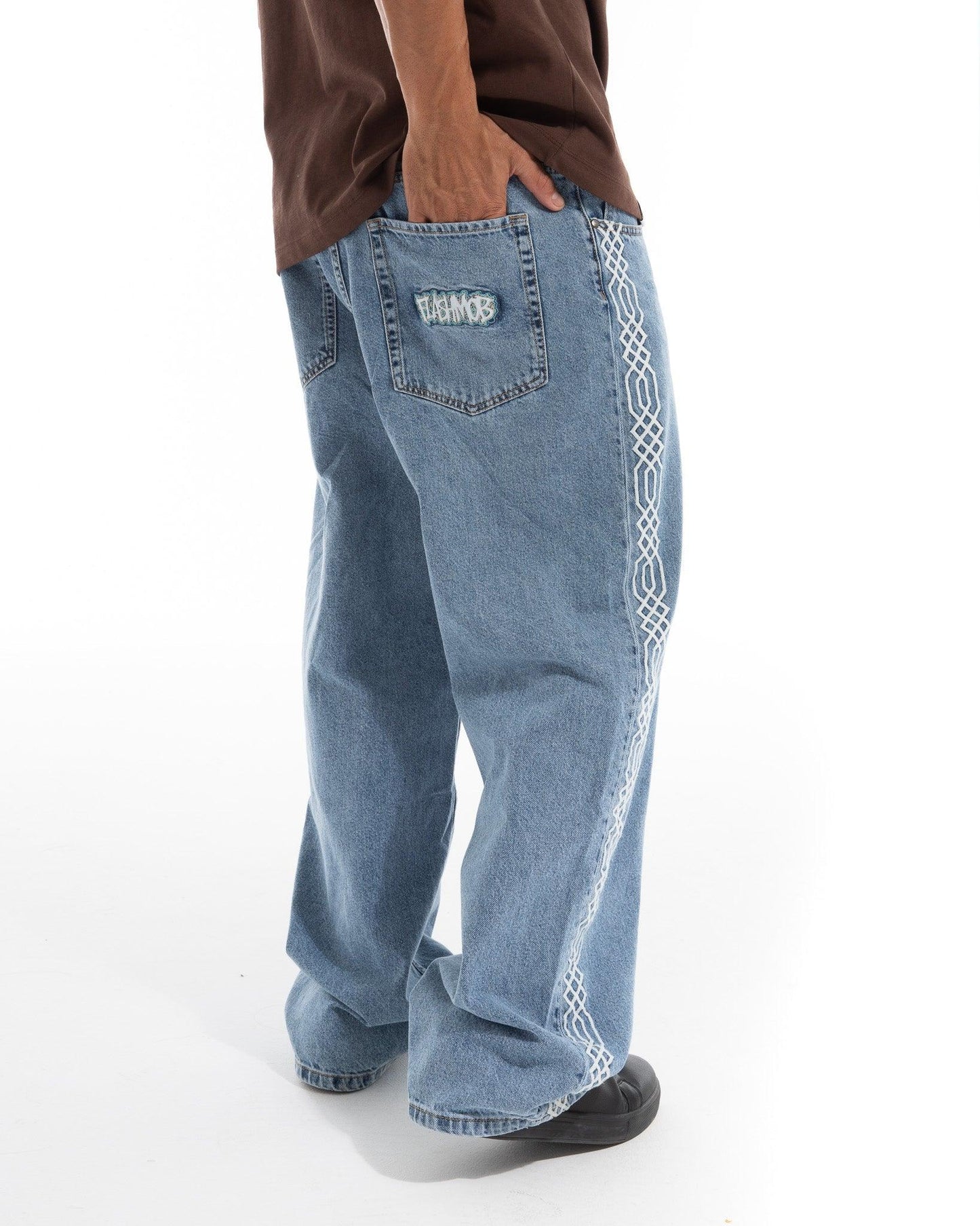 Men’s Embroidered Denim Jeans – FM Streetwear