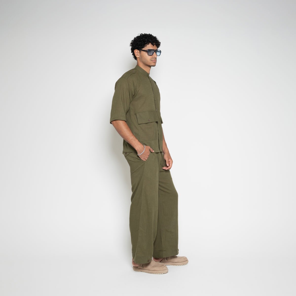 FM Linen Army Shirt – Army Green