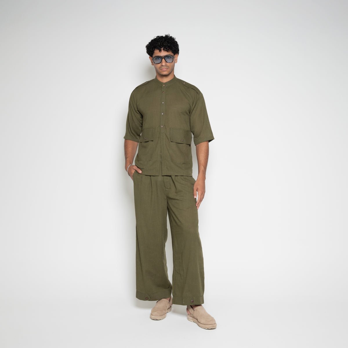 FM Linen Army Shirt – Army Green