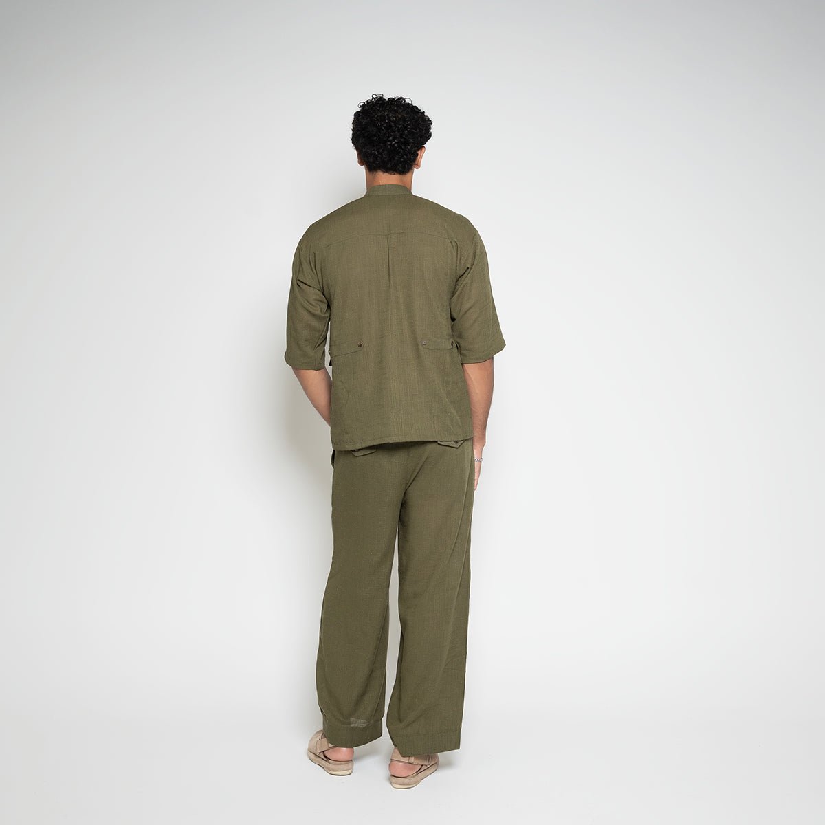 Linen-Blend Carpenter Pants – Army Green – FM Streetwear