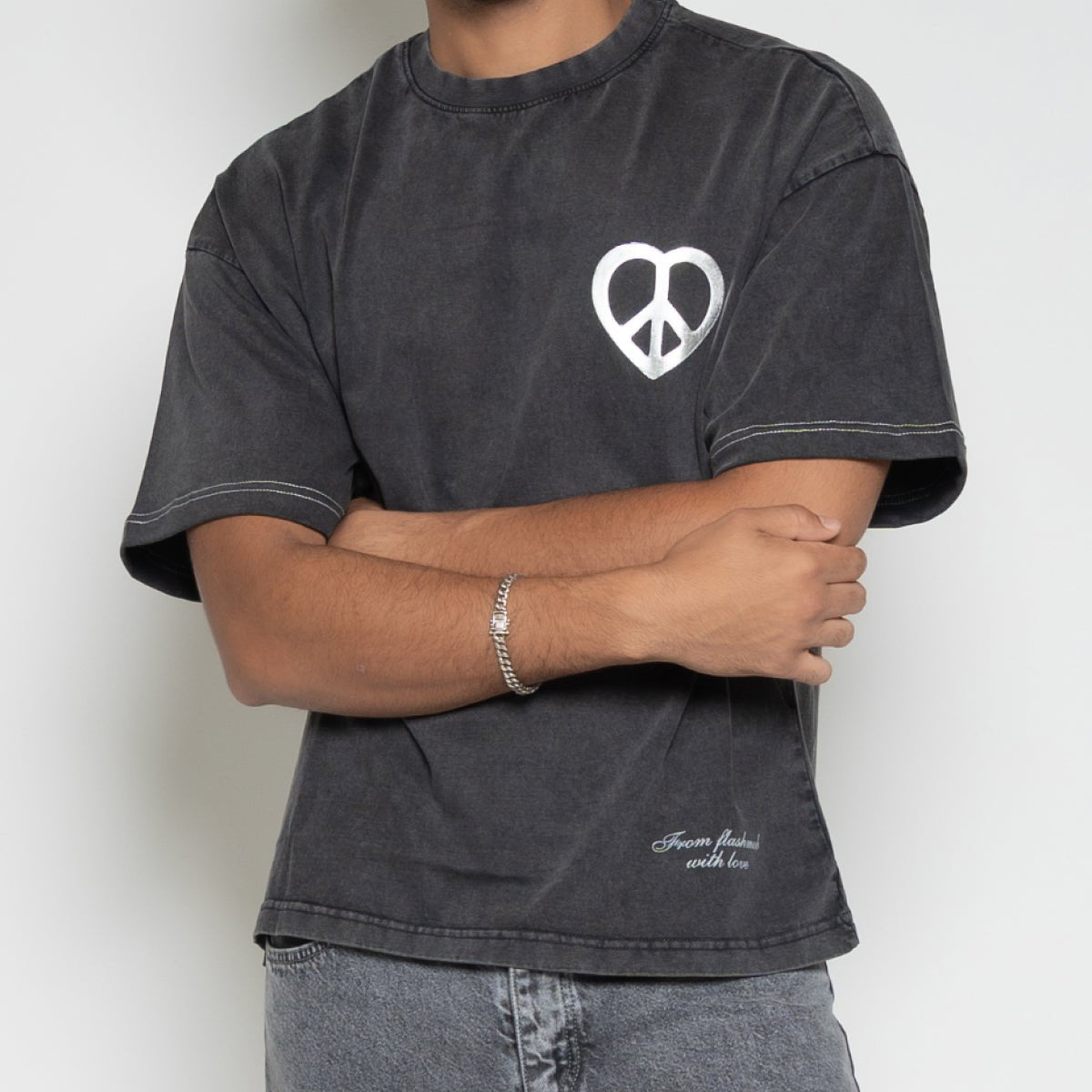 Peace & Love Graphic T-Shirt – Vintage Black
