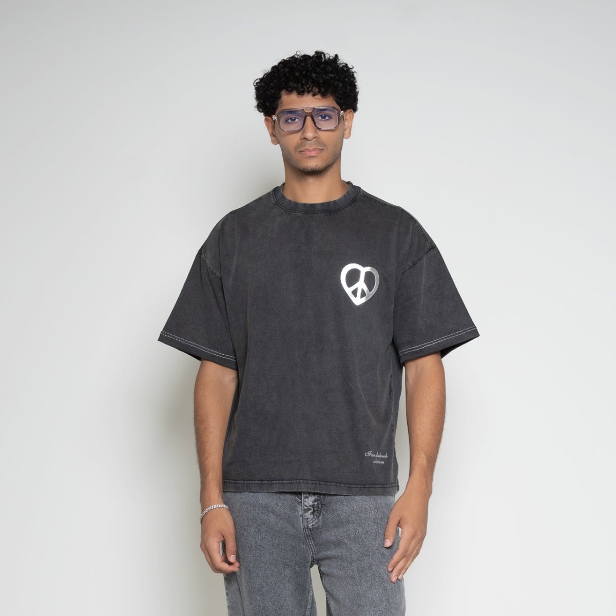 Peace & Love Graphic T-Shirt – Vintage Black