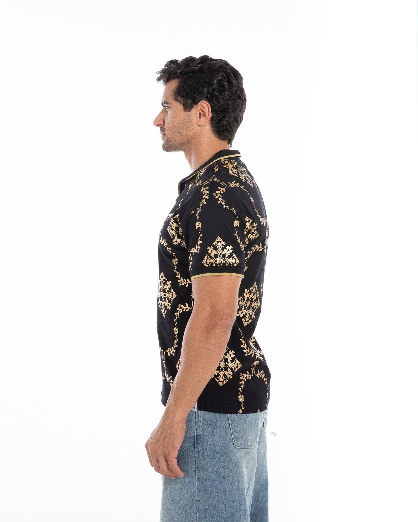 Shimmering Gold Reflective Polo Tee