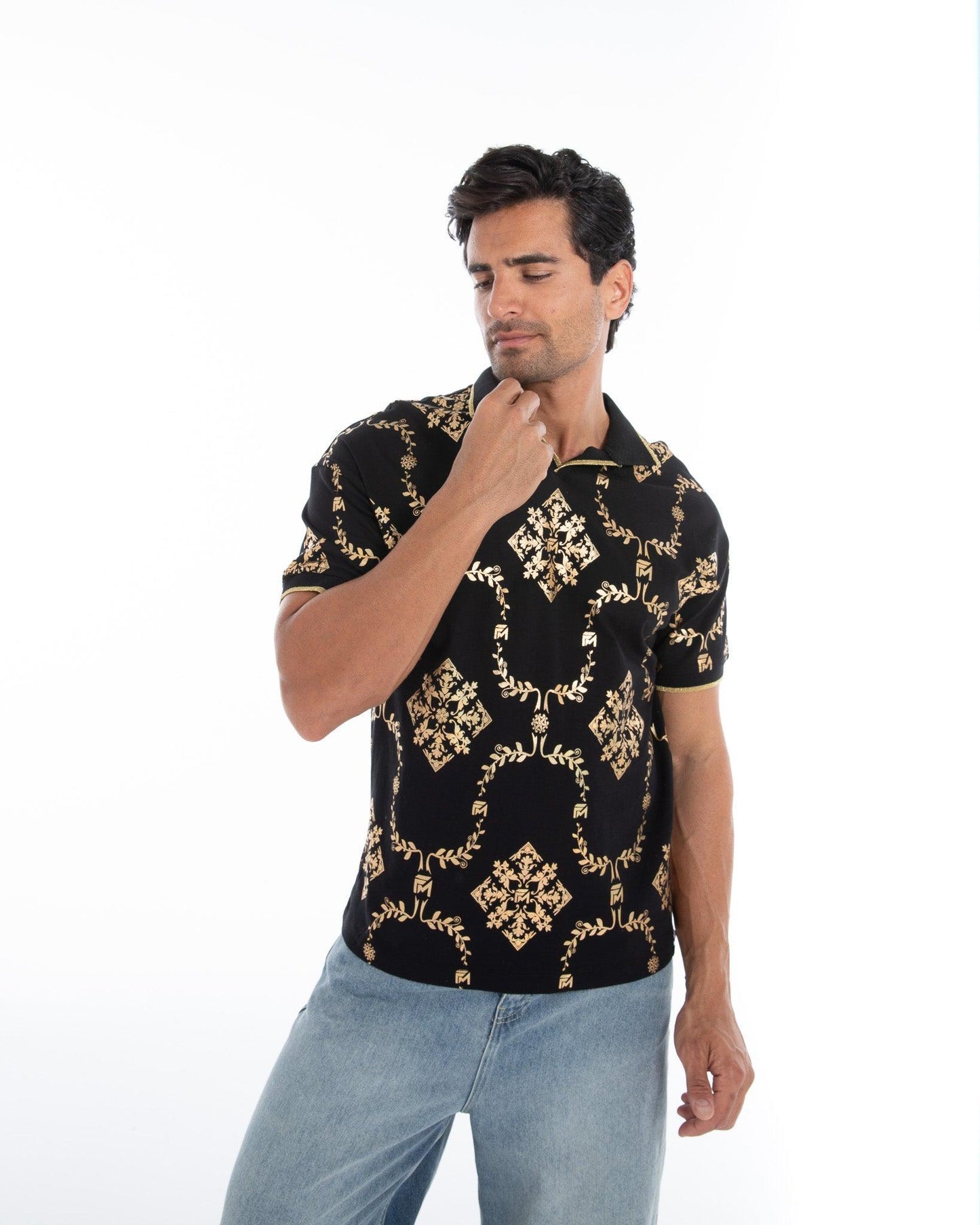 Shimmering Gold Reflective Polo Tee
