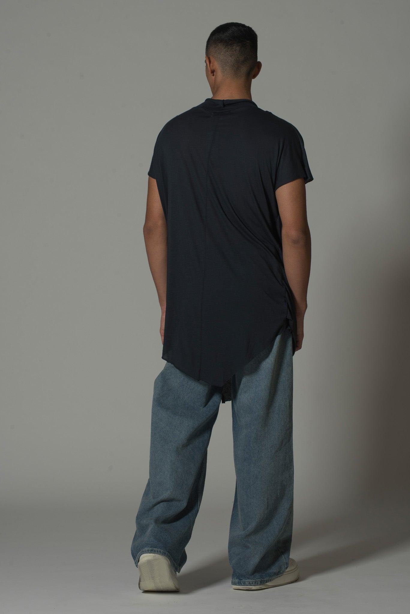 Men’s Draped Asymmetric Longline T-Shirt – FM Signature Streetwear