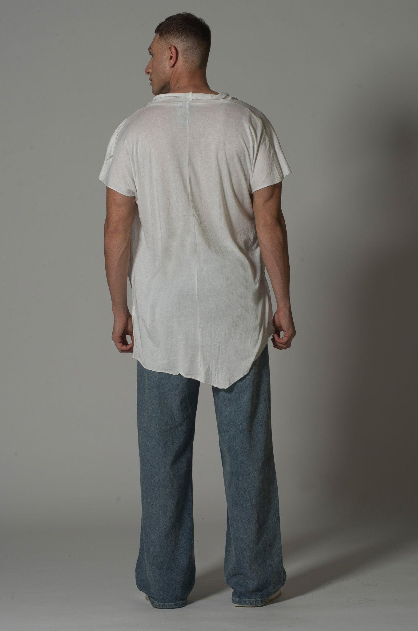 Men’s Draped Asymmetric Longline T-Shirt – FM Signature Streetwear
