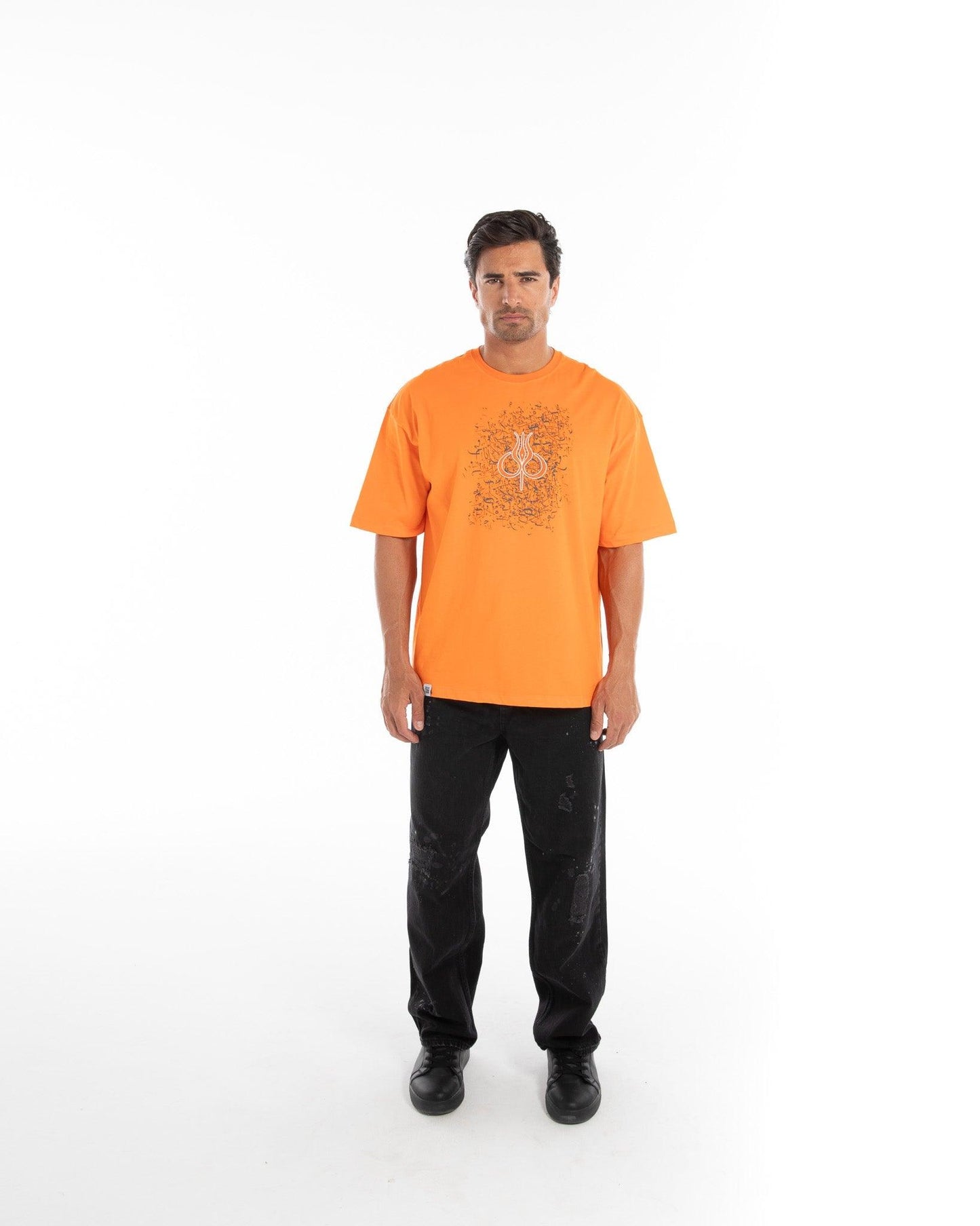 Men’s Orange Graphic Oversized T-Shirt