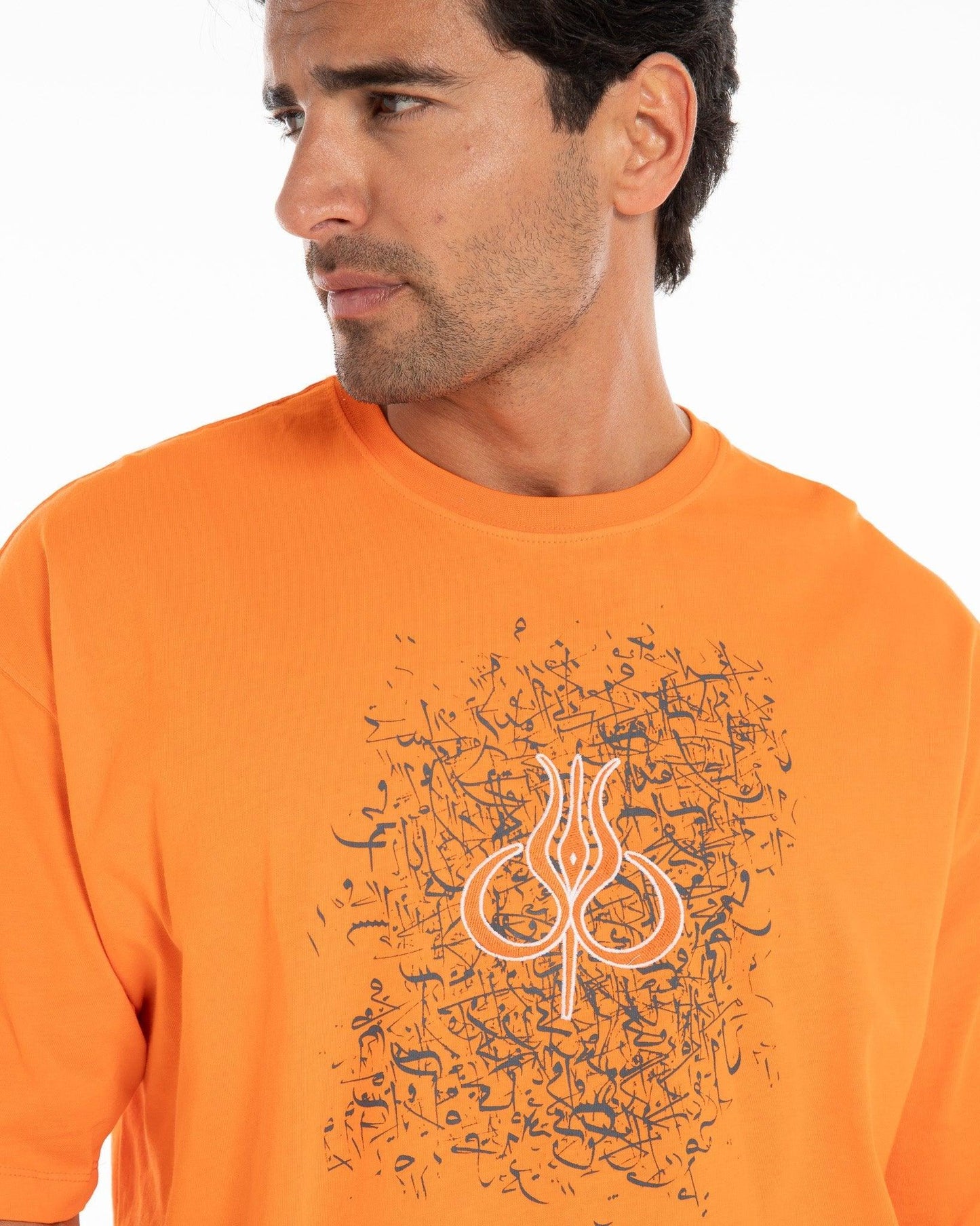 Men’s Orange Graphic Oversized T-Shirt