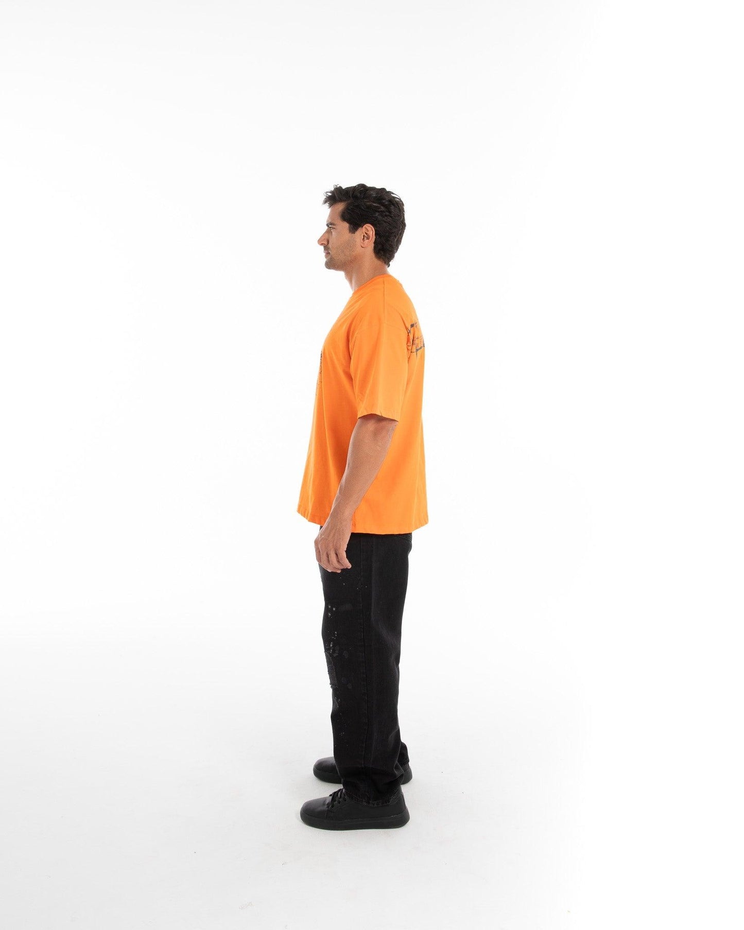 Men’s Orange Graphic Oversized T-Shirt