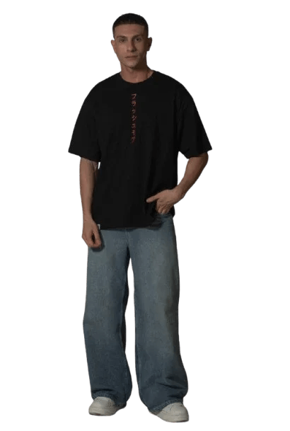 Men’s Black T-Shirt with Japanese Calligraphy