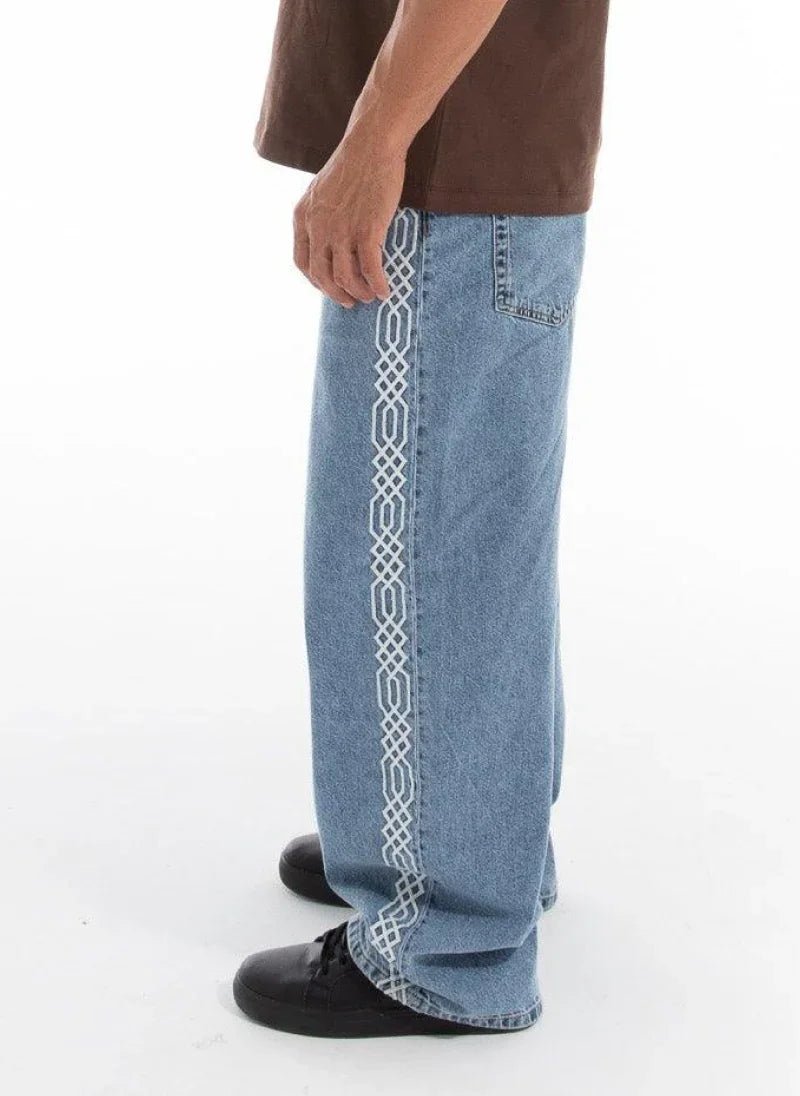 Men’s Embroidered Denim Jeans – FM Streetwear