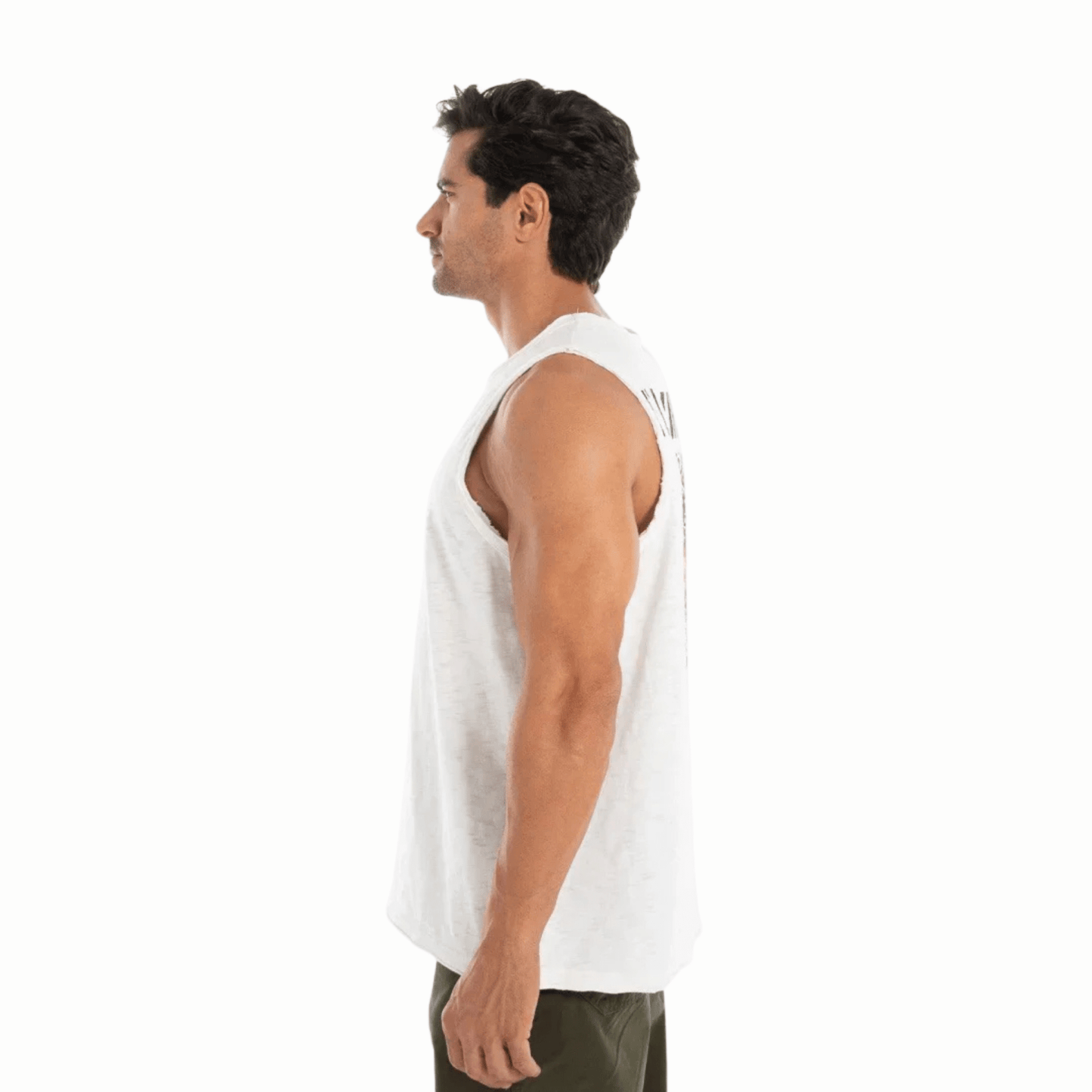 Men’s White Graphic Sleeveless Tank