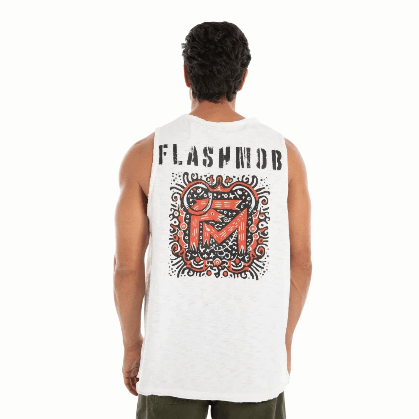 Men’s White Graphic Sleeveless Tank