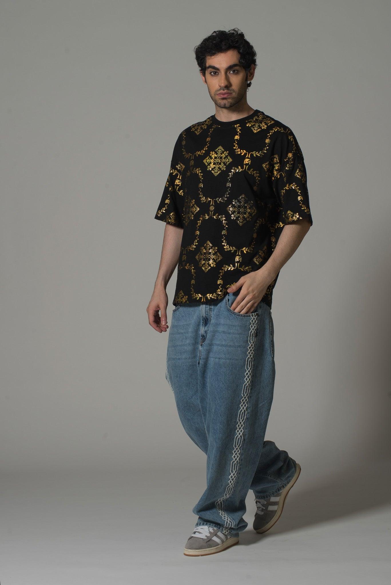 Men’s Black & Gold Reflective T-Shirt – FM Streetwear