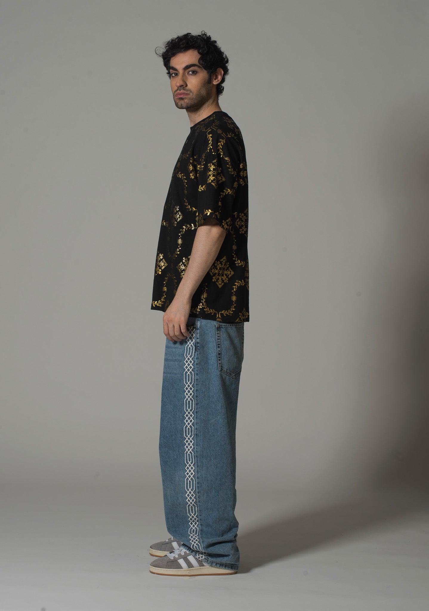 Men’s Black & Gold Reflective T-Shirt – FM Streetwear