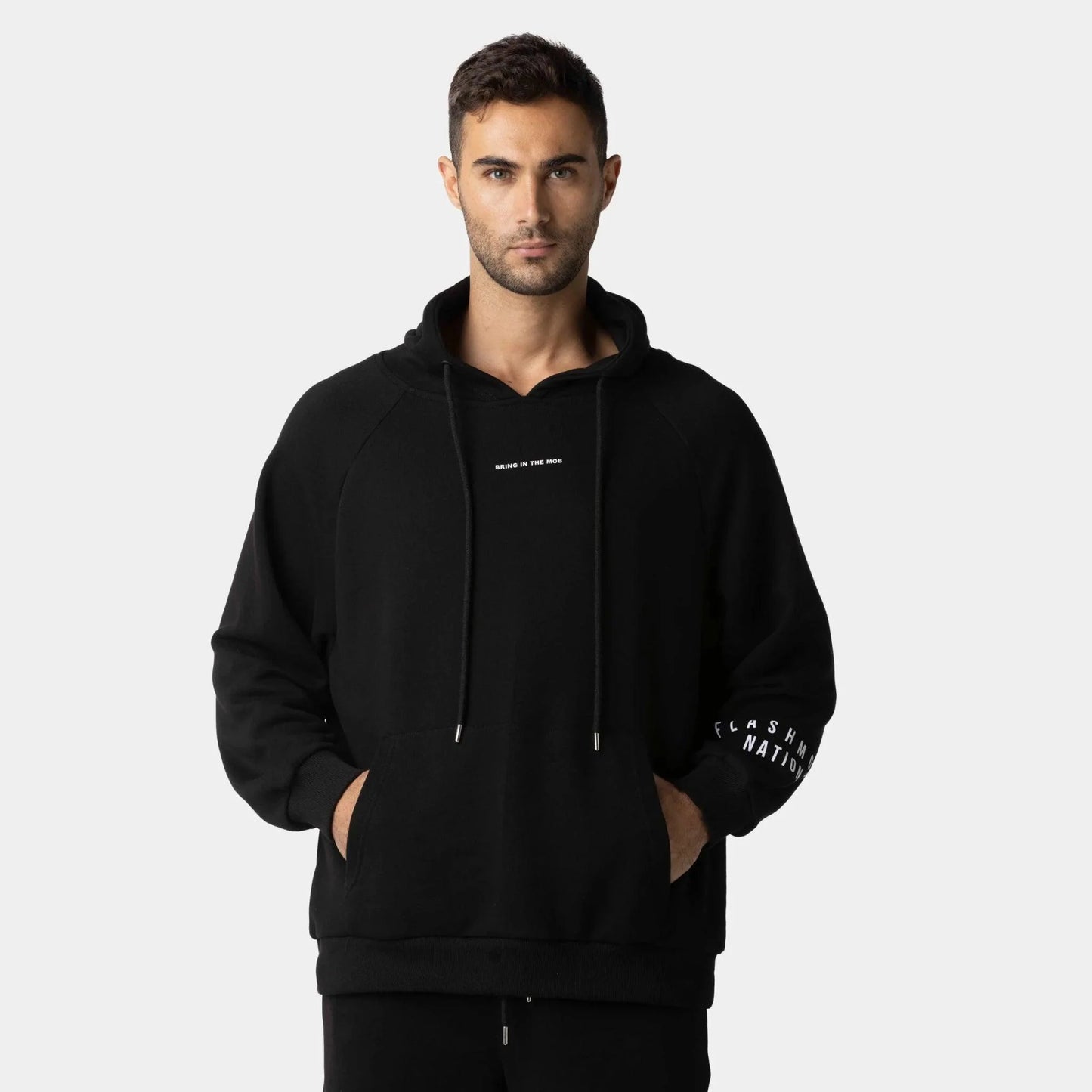 Men’s Black Graphic Cotton Hoodie – FM Streetwear