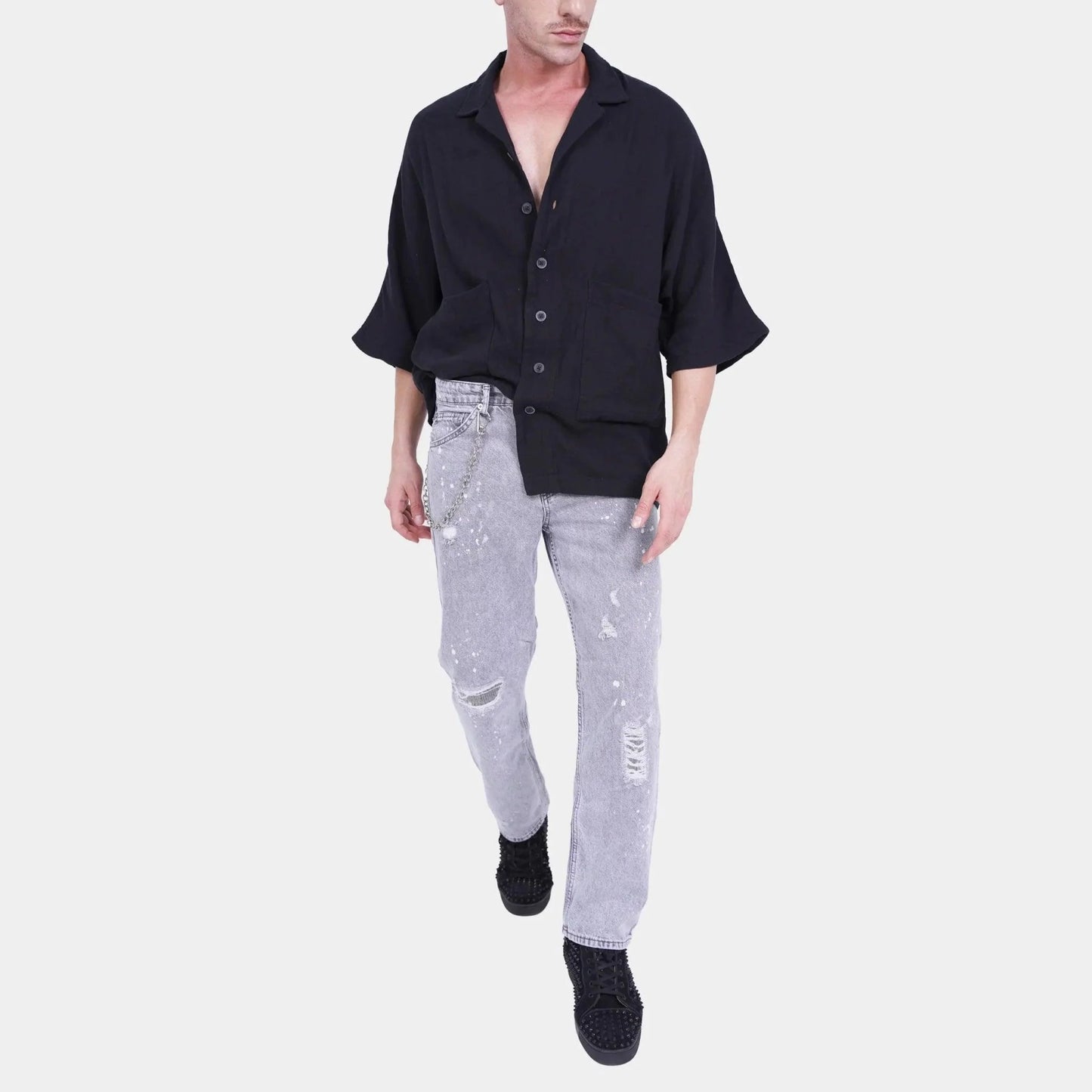 Men’s Relaxed Fit Black Shirt – FM Streetwear