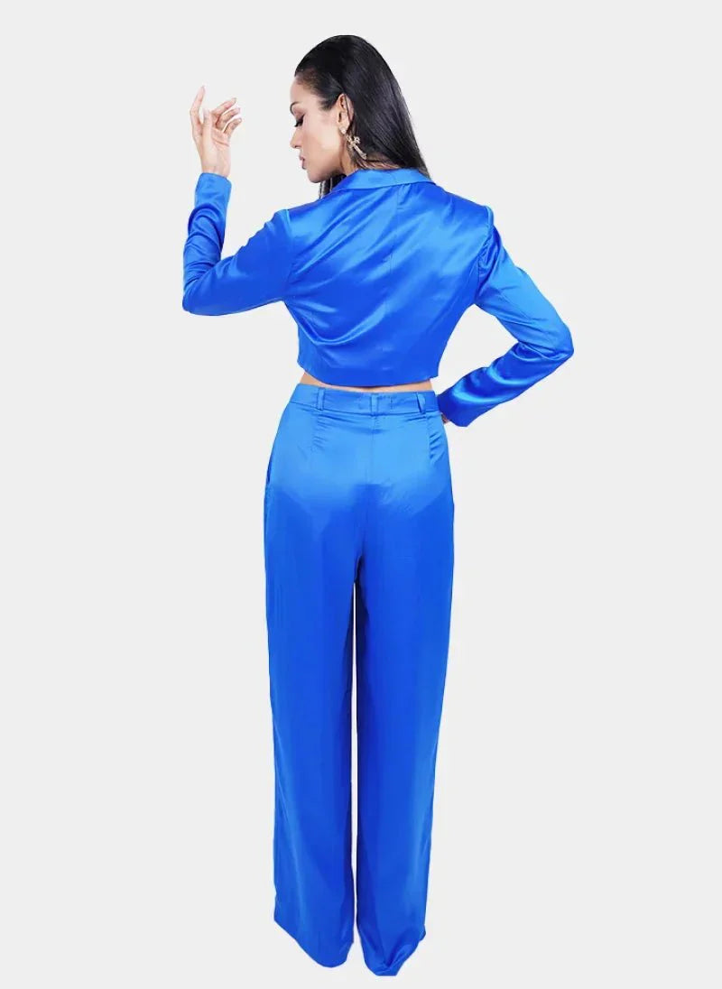 Royal Blue Satin Co-ord Set for Women